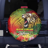 Hawaiian Reggae Spare Tire Cover Jawaiian One Love-Tribal Tatoos and Rastafari Lion LT03 No hole Multicolor - Polynesian Pride