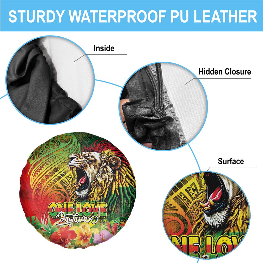 Hawaiian Reggae Spare Tire Cover Jawaiian One Love-Tribal Tatoos and Rastafari Lion LT03 - Polynesian Pride