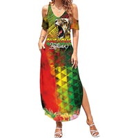 Hawaiian Reggae Summer Maxi Dress Jawaiian One Love-Tribal Tatoos and Rastafari Lion LT03 Women Multicolor - Polynesian Pride