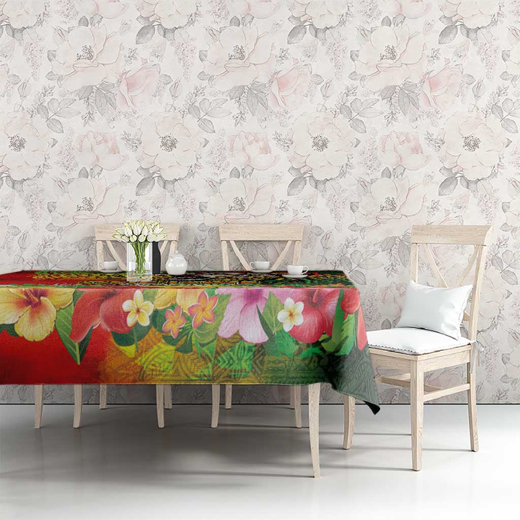 Hawaiian Reggae Tablecloth Jawaiian One Love-Tribal Tatoos and Rastafari Lion - Polynesian Pride