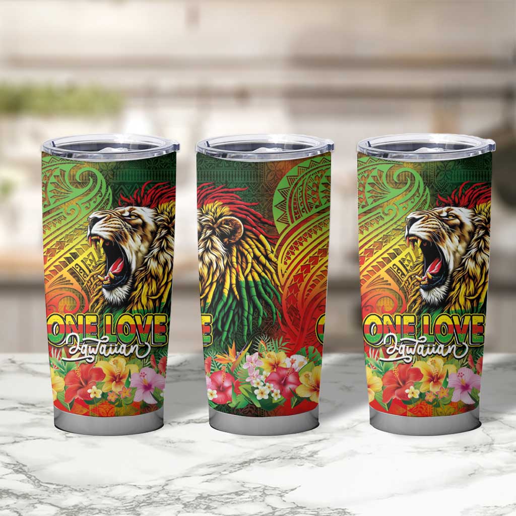Hawaiian Reggae Tumbler Cup Jawaiian One Love-Tribal Tatoos and Rastafari Lion LT03 - Polynesian Pride