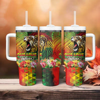 Hawaiian Reggae Tumbler With Handle Jawaiian One Love-Tribal Tatoos and Rastafari Lion LT03 - Polynesian Pride