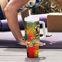 Hawaiian Reggae Tumbler With Handle Jawaiian One Love-Tribal Tatoos and Rastafari Lion LT03 - Polynesian Pride