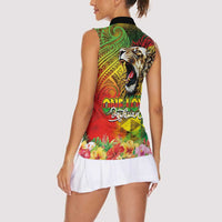 Hawaiian Reggae Women Sleeveless Polo Shirt Jawaiian One Love-Tribal Tatoos and Rastafari Lion LT03 - Polynesian Pride