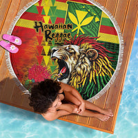 Hawaiian Reggae Beach Blanket Kakau Art Motifs with Ohia Lehua and Rastafari Lion LT03 - Polynesian Pride