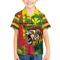 Hawaiian Reggae Family Matching Short Sleeve Bodycon Dress and Hawaiian Shirt Kakau Art Motifs with Ohia Lehua and Rastafari Lion LT03 Son's Shirt Multicolor - Polynesian Pride