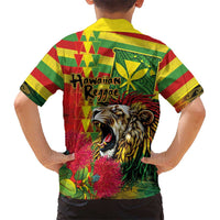 Hawaiian Reggae Family Matching Summer Maxi Dress and Hawaiian Shirt Kakau Art Motifs with Ohia Lehua and Rastafari Lion LT03 - Polynesian Pride