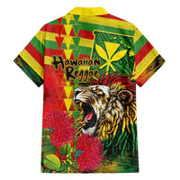 Hawaiian Reggae Family Matching Tank Maxi Dress and Hawaiian Shirt Kakau Art Motifs with Ohia Lehua and Rastafari Lion LT03 - Polynesian Pride