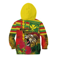 Hawaiian Reggae Kid Hoodie Kakau Art Motifs with Ohia Lehua and Rastafari Lion LT03 - Polynesian Pride