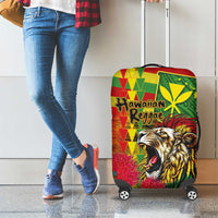 Hawaiian Reggae Luggage Cover Kakau Art Motifs with Ohia Lehua and Rastafari Lion LT03 - Polynesian Pride