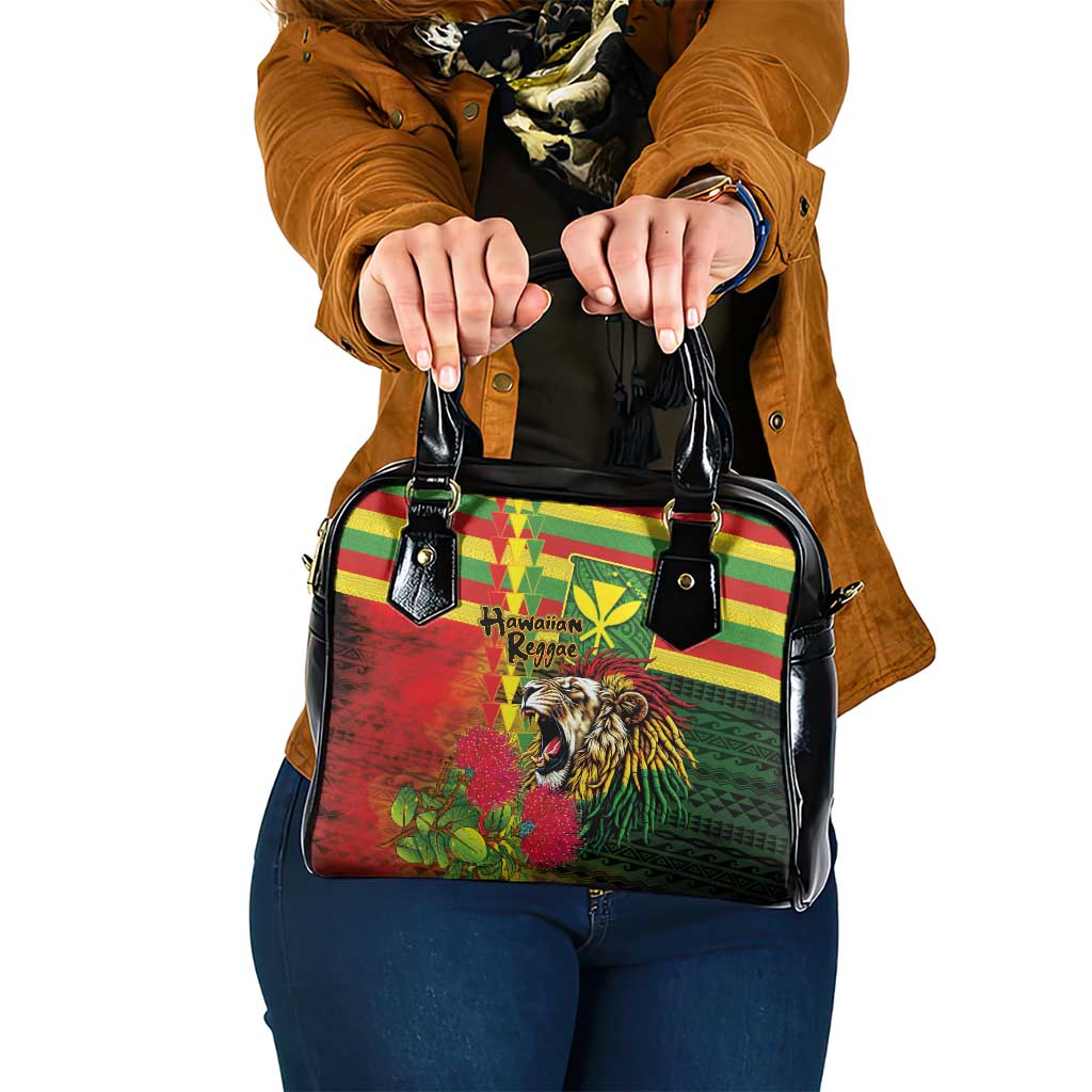 Hawaiian Reggae Shoulder Handbag Kakau Art Motifs with Ohia Lehua and Rastafari Lion LT03 One Size Multicolor - Polynesian Pride