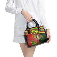Hawaiian Reggae Shoulder Handbag Kakau Art Motifs with Ohia Lehua and Rastafari Lion - Polynesian Pride