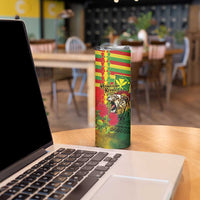 Hawaiian Reggae Skinny Tumbler Kakau Art Motifs with Ohia Lehua and Rastafari Lion LT03 - Polynesian Pride
