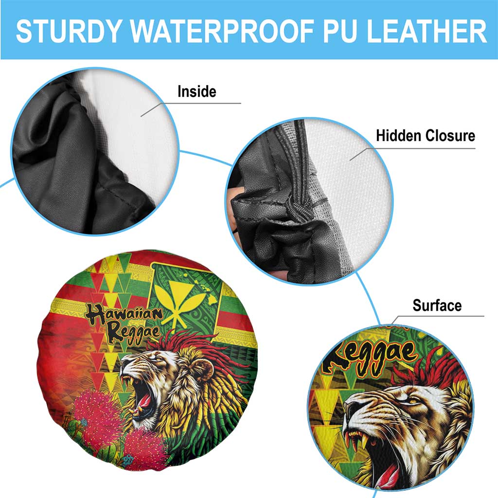 Hawaiian Reggae Spare Tire Cover Kakau Art Motifs with Ohia Lehua and Rastafari Lion LT03 - Polynesian Pride
