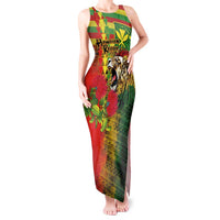 Hawaiian Reggae Tank Maxi Dress Kakau Art Motifs with Ohia Lehua and Rastafari Lion LT03 Women Multicolor - Polynesian Pride