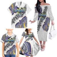 Traditional Art Hawaiian Kakau Tattoos Family Matching Off The Shoulder Long Sleeve Dress and Hawaiian Shirt Graffiti Style LT03 - Polynesian Pride