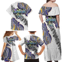Traditional Art Hawaiian Kakau Tattoos Family Matching Off Shoulder Maxi Dress and Hawaiian Shirt Graffiti Style LT03 - Polynesian Pride