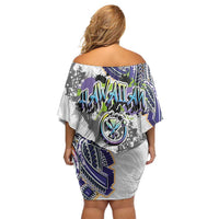 Traditional Art Hawaiian Kakau Tattoos Family Matching Off Shoulder Short Dress and Hawaiian Shirt Graffiti Style LT03 - Polynesian Pride