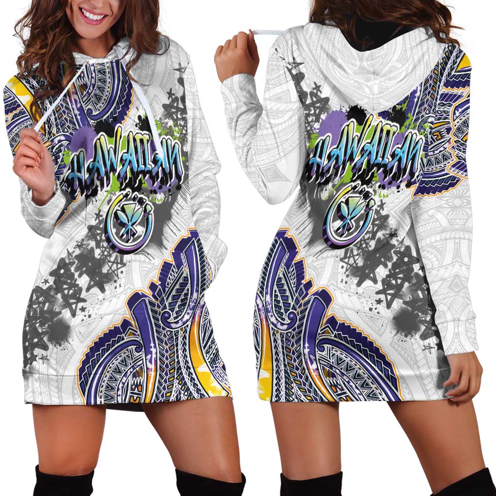 Traditional Art Hawaiian Kakau Tattoos Hoodie Dress Graffiti Style LT03 - Polynesian Pride