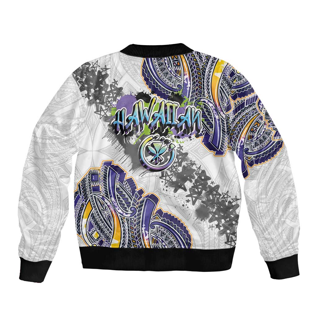 Traditional Art Hawaiian Kakau Tattoos Sleeve Zip Bomber Jacket Graffiti Style LT03 - Polynesian Pride