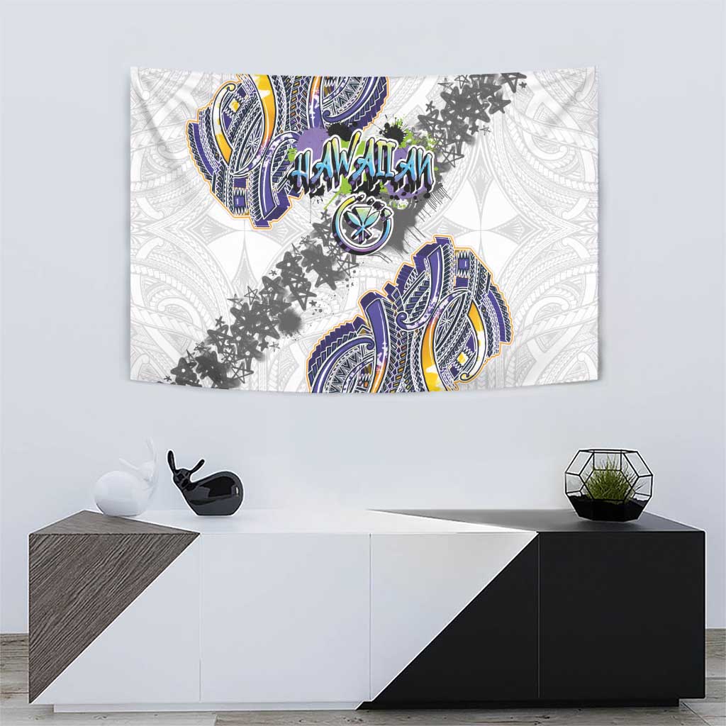 Traditional Art Hawaiian Kakau Tattoos Tapestry Graffiti Style - Polynesian Pride