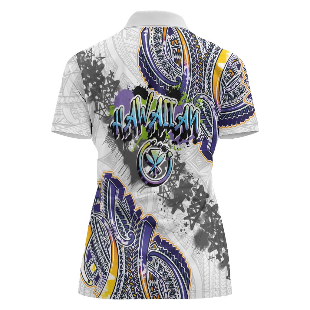Traditional Art Hawaiian Kakau Tattoos Women Polo Shirt Graffiti Style - Polynesian Pride
