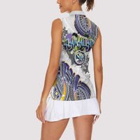Traditional Art Hawaiian Kakau Tattoos Women Sleeveless Polo Shirt Graffiti Style - Polynesian Pride
