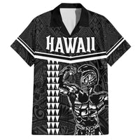 Custom Hawaii Warrior Family Matching Puletasi and Hawaiian Shirt Kakau Quilt Pattern LT03 Dad's Shirt - Short Sleeve Black - Polynesian Pride