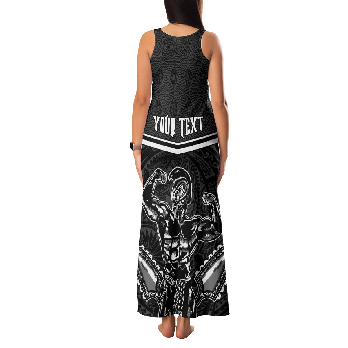 Custom Hawaii Warrior Family Matching Tank Maxi Dress and Hawaiian Shirt Kakau Quilt Pattern LT03 - Polynesian Pride