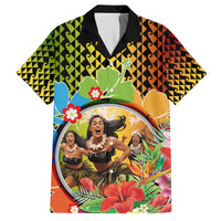Hawaii Womens Day Wahine Family Matching Long Sleeve Bodycon Dress and Hawaiian Shirt Strong Beautiful Woman with Kakau Style LT03 Dad's Shirt - Short Sleeve Red - Polynesian Pride
