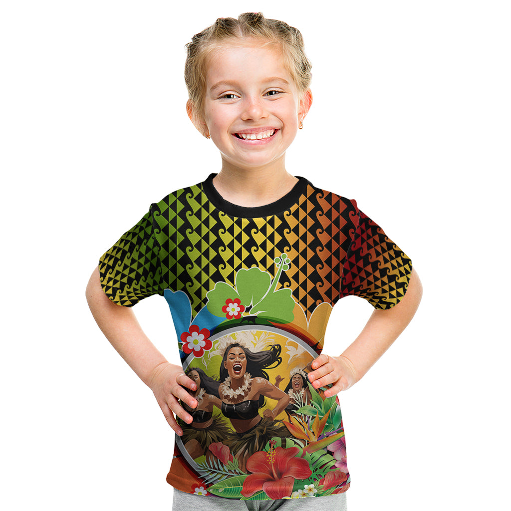 Hawaii Womens Day Wahine Kid T Shirt Strong Beautiful Woman with Kakau Style LT03 Red - Polynesian Pride