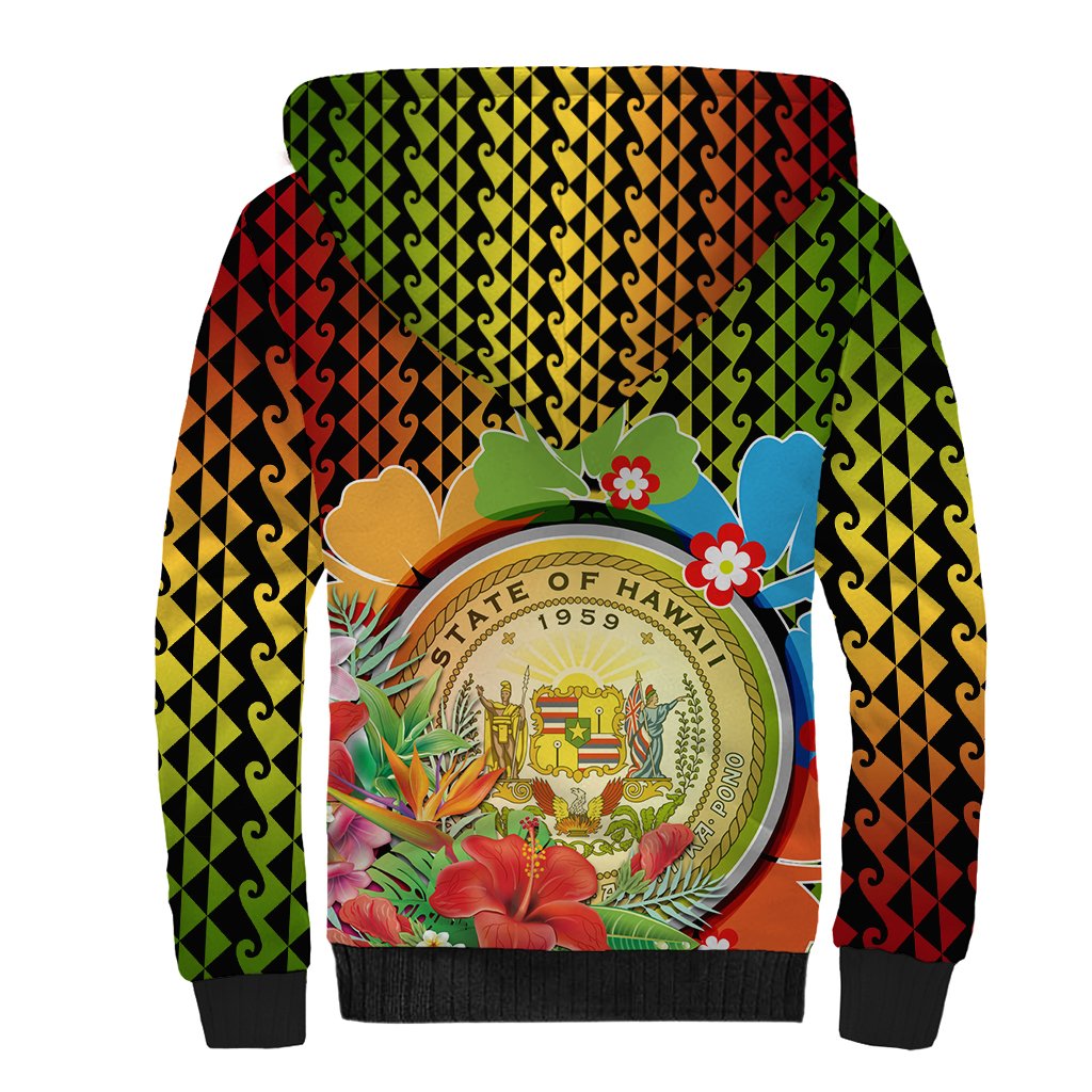 Hawaii Womens Day Wahine Sherpa Hoodie Strong Beautiful Woman with Kakau Style LT03 - Polynesian Pride