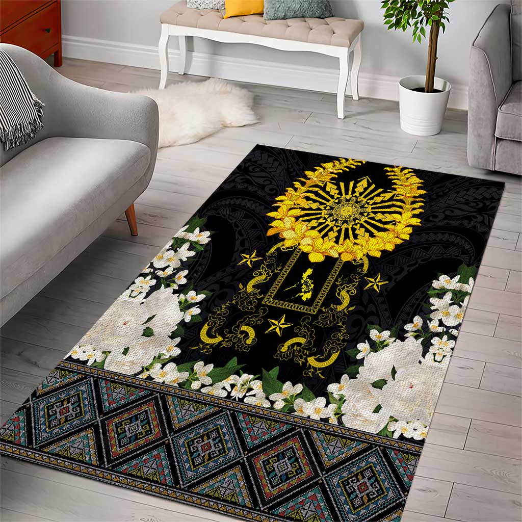 Flores de Mayo and Filipino Fiesta Area Rug The Sun-Jasmine and Polynesian Yakan Tattoo Barong Style LT03 - Polynesian Pride