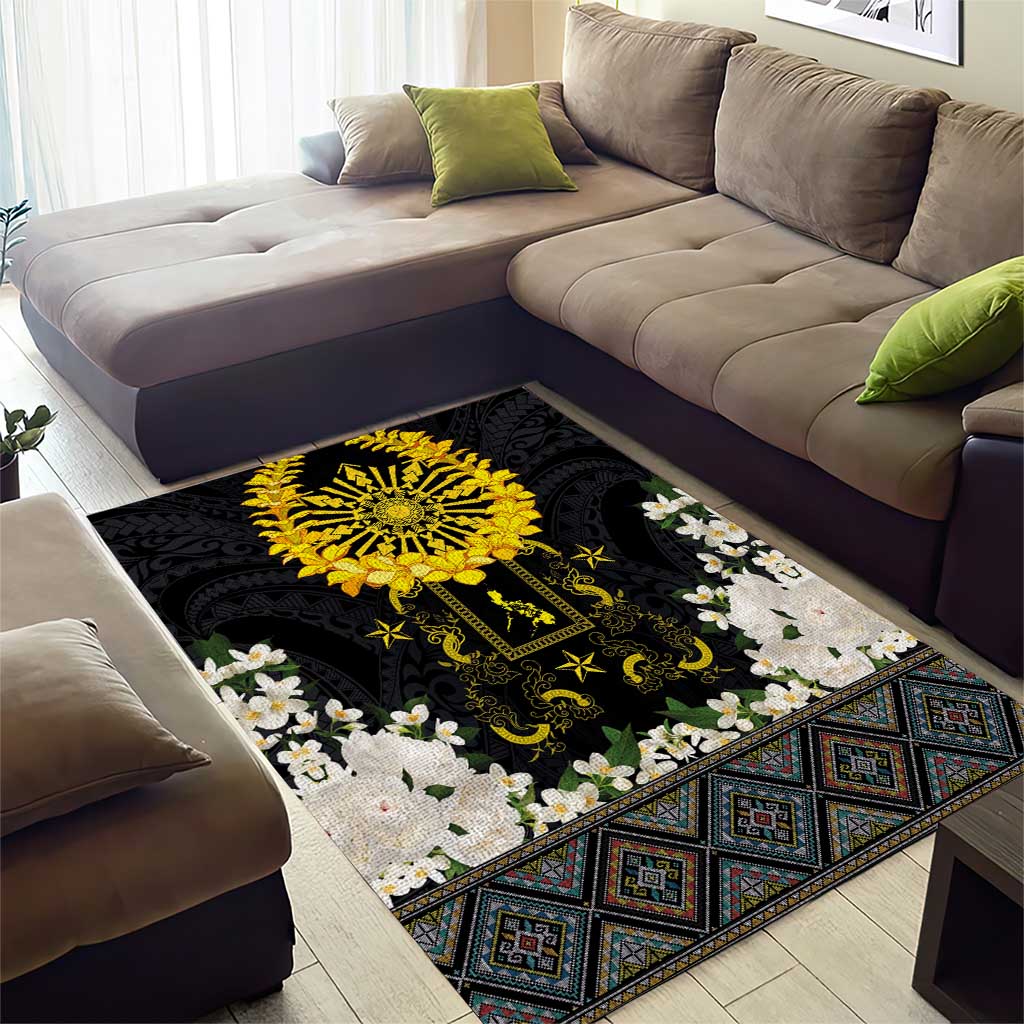 Flores de Mayo and Filipino Fiesta Area Rug The Sun-Jasmine and Polynesian Yakan Tattoo Barong Style LT03 - Polynesian Pride