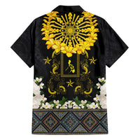 Flores de Mayo and Filipino Fiesta Family Matching Off The Shoulder Long Sleeve Dress and Hawaiian Shirt The Sun-Jasmine and Polynesian Yakan Tattoo Barong Style LT03 - Polynesian Pride