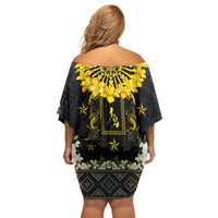 Flores de Mayo and Filipino Fiesta Family Matching Off Shoulder Short Dress and Hawaiian Shirt The Sun-Jasmine and Polynesian Yakan Tattoo Barong Style LT03 - Polynesian Pride
