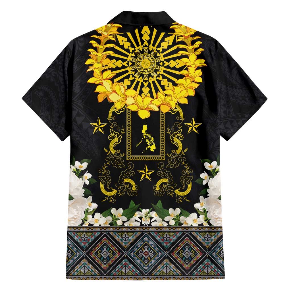 Flores de Mayo and Filipino Fiesta Family Matching Puletasi and Hawaiian Shirt The Sun-Jasmine and Polynesian Yakan Tattoo Barong Style LT03 - Polynesian Pride