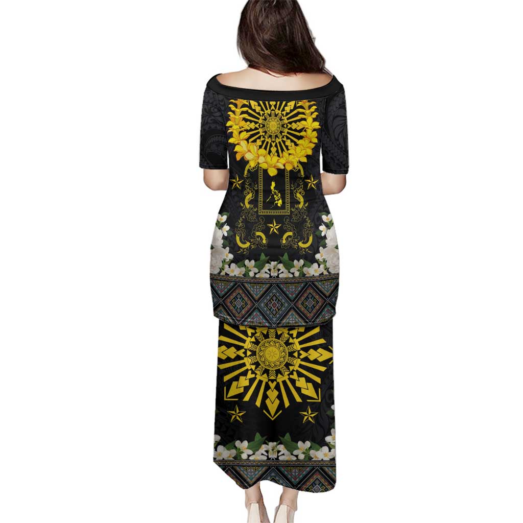 Flores de Mayo and Filipino Fiesta Family Matching Puletasi and Hawaiian Shirt The Sun-Jasmine and Polynesian Yakan Tattoo Barong Style LT03 - Polynesian Pride