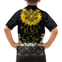 Flores de Mayo and Filipino Fiesta Family Matching Tank Maxi Dress and Hawaiian Shirt The Sun-Jasmine and Polynesian Yakan Tattoo Barong Style LT03 - Polynesian Pride