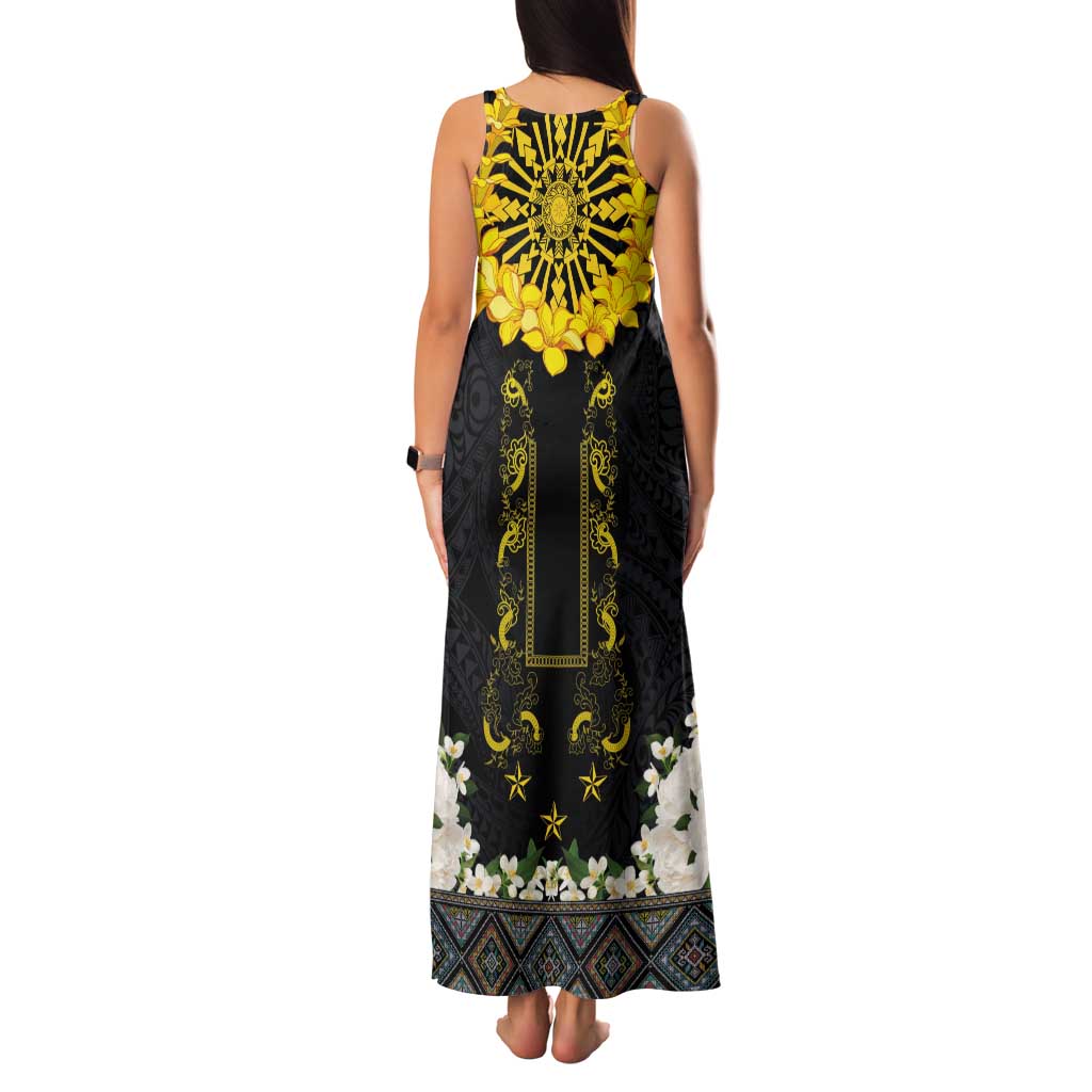 Flores de Mayo and Filipino Fiesta Family Matching Tank Maxi Dress and Hawaiian Shirt The Sun-Jasmine and Polynesian Yakan Tattoo Barong Style LT03 - Polynesian Pride