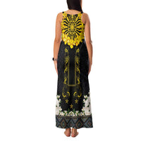 Flores de Mayo and Filipino Fiesta Family Matching Tank Maxi Dress and Hawaiian Shirt The Sun-Jasmine and Polynesian Yakan Tattoo Barong Style LT03 - Polynesian Pride