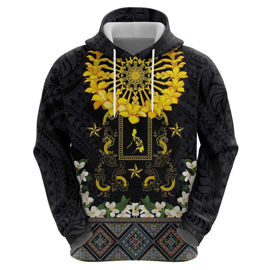 Flores de Mayo and Filipino Fiesta Hoodie The Sun-Jasmine and Polynesian Yakan Tattoo Barong Style LT03 - Polynesian Pride