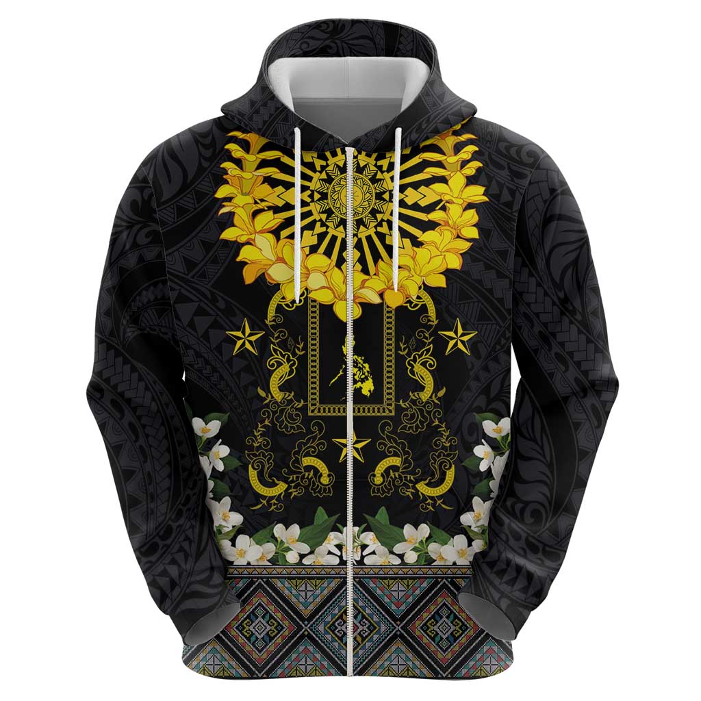 Flores de Mayo and Filipino Fiesta Hoodie The Sun-Jasmine and Polynesian Yakan Tattoo Barong Style LT03 - Polynesian Pride