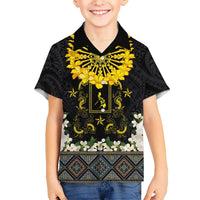 Flores de Mayo and Filipino Fiesta Kid Hawaiian Shirt The Sun-Jasmine and Polynesian Yakan Tattoo Barong Style LT03 Kid Black - Polynesian Pride