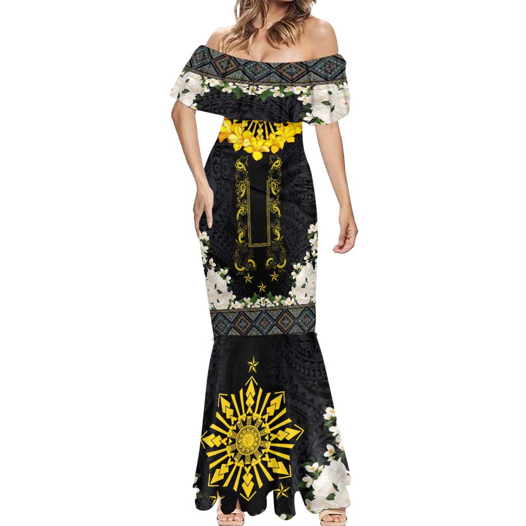 Flores de Mayo and Filipino Fiesta Mermaid Dress The Sun-Jasmine and Polynesian Yakan Tattoo Barong Style LT03 - Polynesian Pride