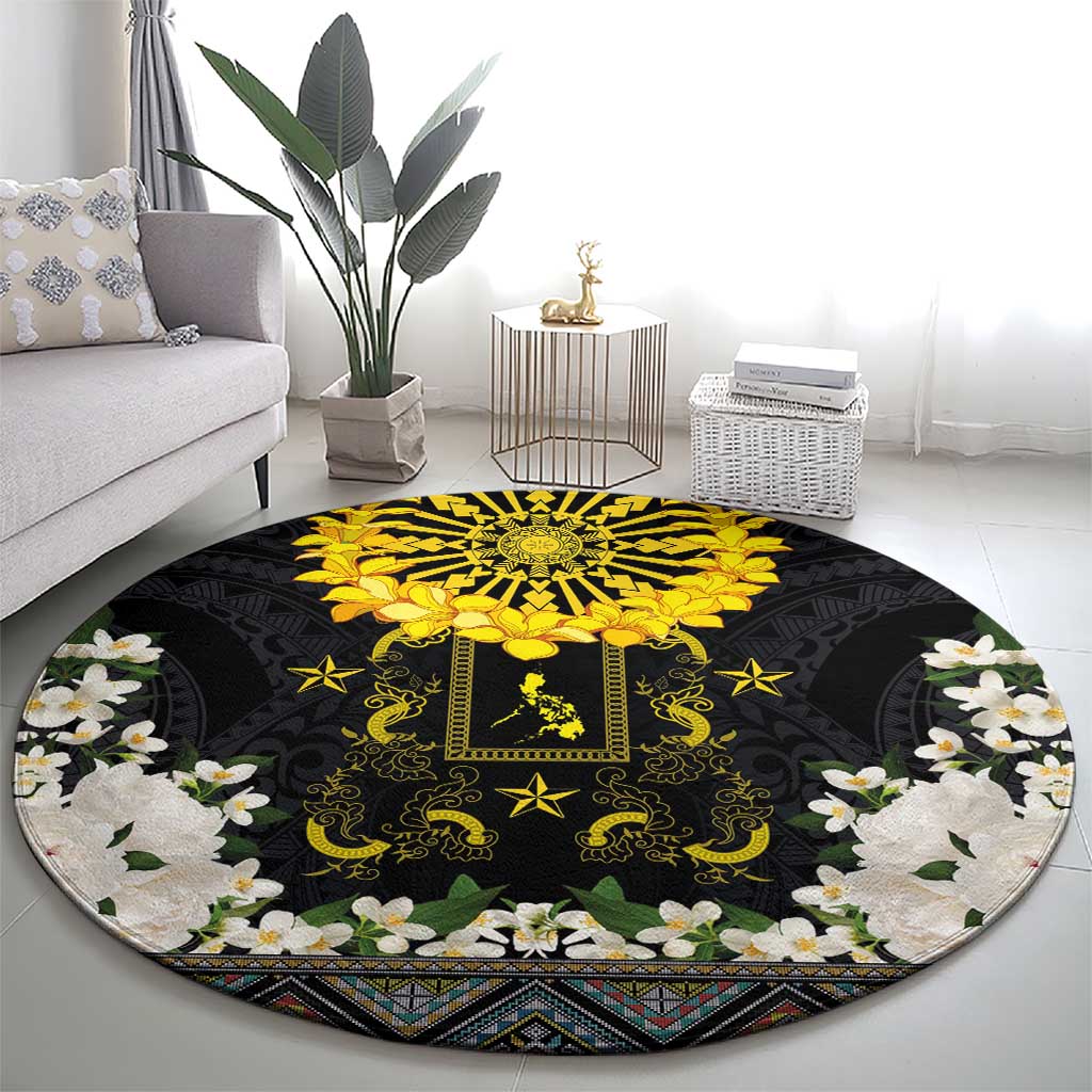 Flores de Mayo and Filipino Fiesta Round Carpet The Sun-Jasmine and Polynesian Yakan Tattoo Barong Style LT03 - Polynesian Pride