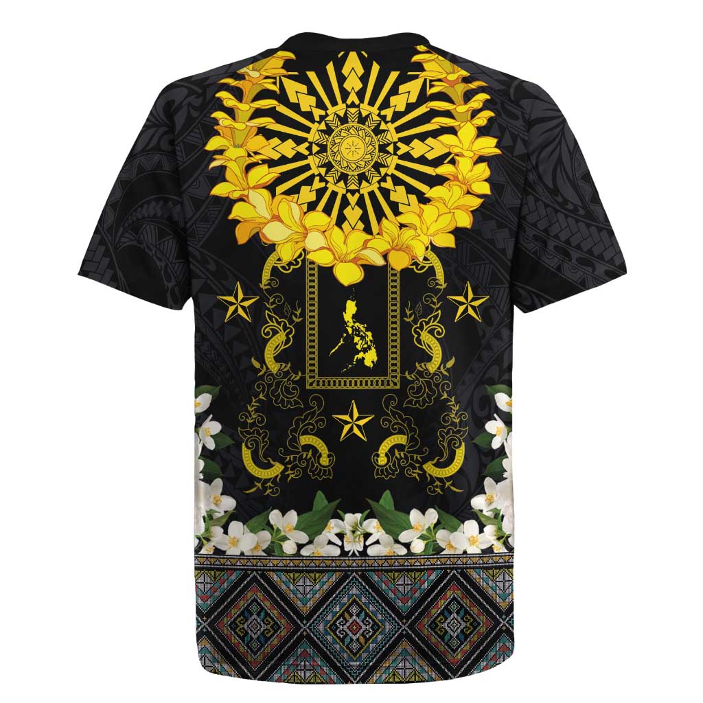Flores de Mayo and Filipino Fiesta Rugby Jersey The Sun-Jasmine and Polynesian Yakan Tattoo Barong Style LT03 - Polynesian Pride