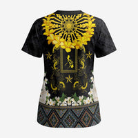Flores de Mayo and Filipino Fiesta Scrub Top The Sun-Jasmine and Polynesian Yakan Tattoo Barong Style LT03 - Polynesian Pride