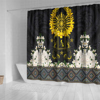 Flores de Mayo and Filipino Fiesta Shower Curtain The Sun-Jasmine and Polynesian Yakan Tattoo Barong Style LT03 - Polynesian Pride