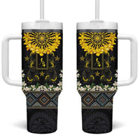 Flores de Mayo and Filipino Fiesta Tumbler With Handle The Sun-Jasmine and Polynesian Yakan Tattoo Barong Style LT03 One Size: 40 oz Black - Polynesian Pride